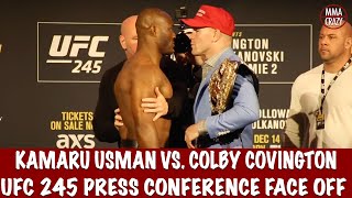 Kamaru usman vs. colby covington ufc 245: 245 media scrum website:
http://www.mmacrazytv.co.uk twitter: http://www.twitter.com/mm...