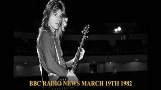 BBC RADIO NEWS 19th March 1982 Randy Rhoads Death