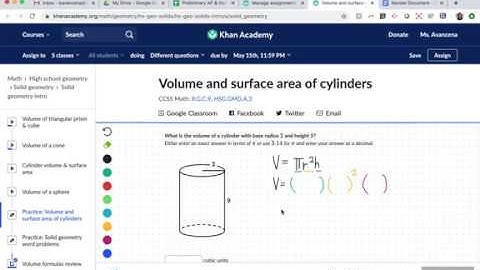 Volume and Surface Area of Cylinders