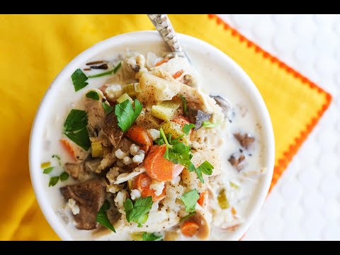 Slow Cooker Chicken Wild Rice Soup Recipe - A Simple Comfort Food made for Dinner - by Pip and Ebby