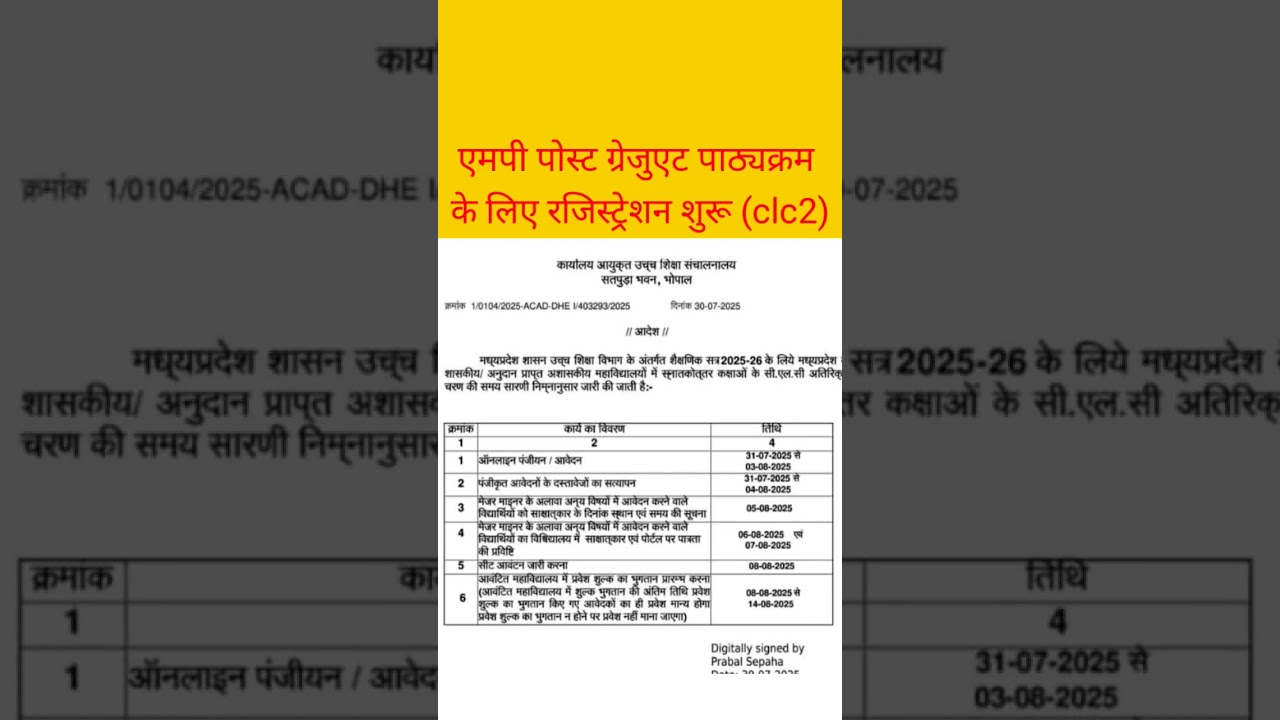 mp post graduate course registration 2025