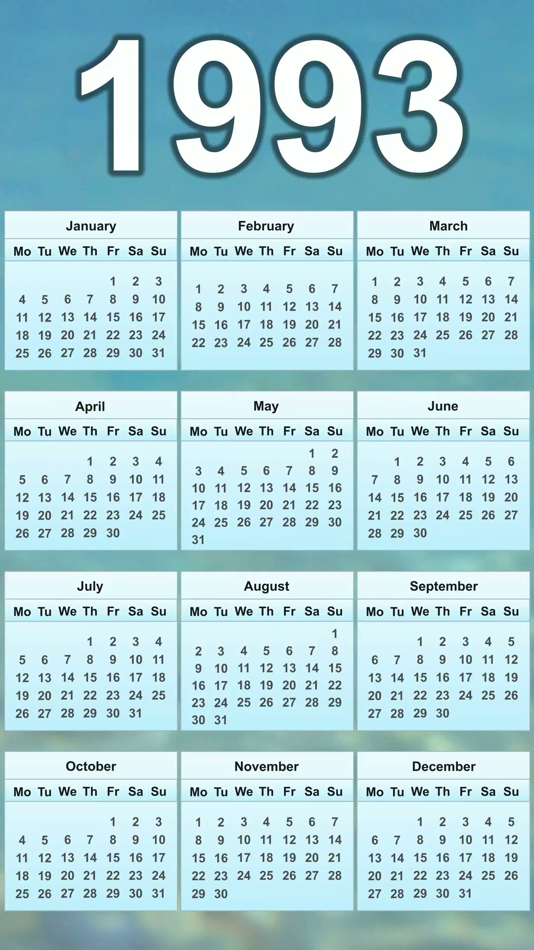 1993 Calendar - YouTube