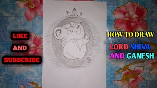 How to draw lord Shiva with Ganesh/ pencil sketch/ Ganesh ji and lord Shiva drawing step by step.