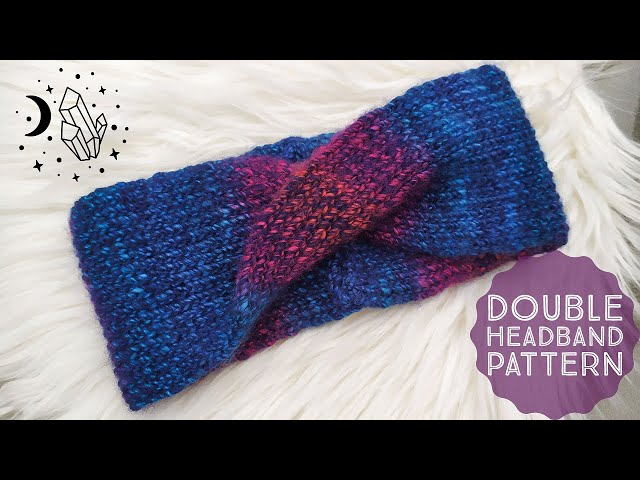 Two-Tone Knitted Headband Hand Knitted Blue Two-tone Cable Skiing Ear Warmer Headband  main image 2