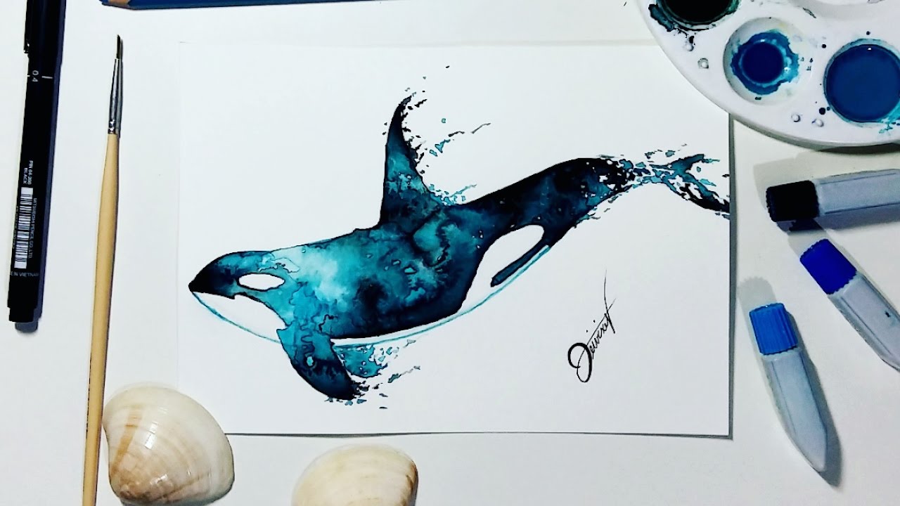 speed drawing whale watercolor speedpaint drawing watercolour