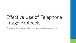 Effective Use of Telephone Triage Protocols screenshot 3