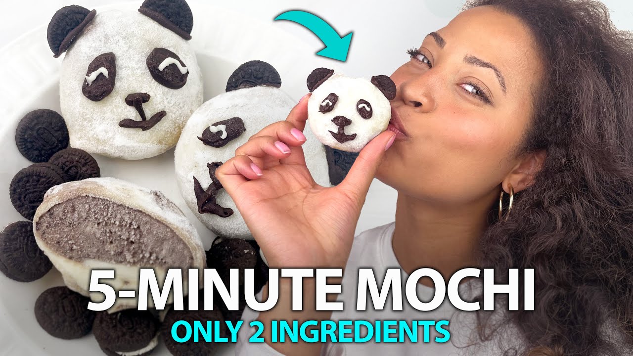 2 INGREDIENT MOCHI 🐼 EASY Cookies n Cream PANDA Oreo Mochi YouTube