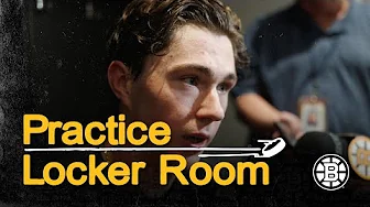 Minten and Viel speak with the media following practice on Monday at Warrior Ice Arena