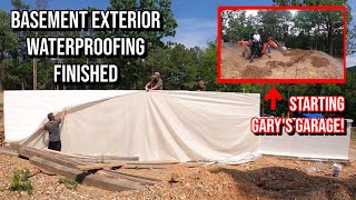 Started Garys Garage| Basement Waterproofing FINISHED |Couple Builds Block Basement for Cabin