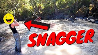 Salmon Snagger BUSTED at River!!! ILLEGAL FISHING