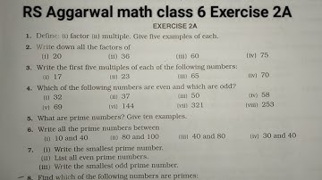 RS Aggarwal math class 6 exercise 2A solutions ।। Class 6 chapter 2A RS Aggarwal math