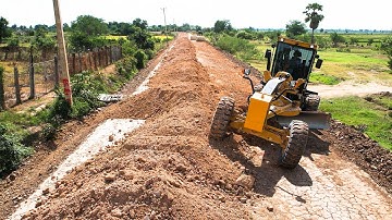 Step-by-Step Using Road Making Equipment to Mix and Push Soil for New Foundation Road Construction