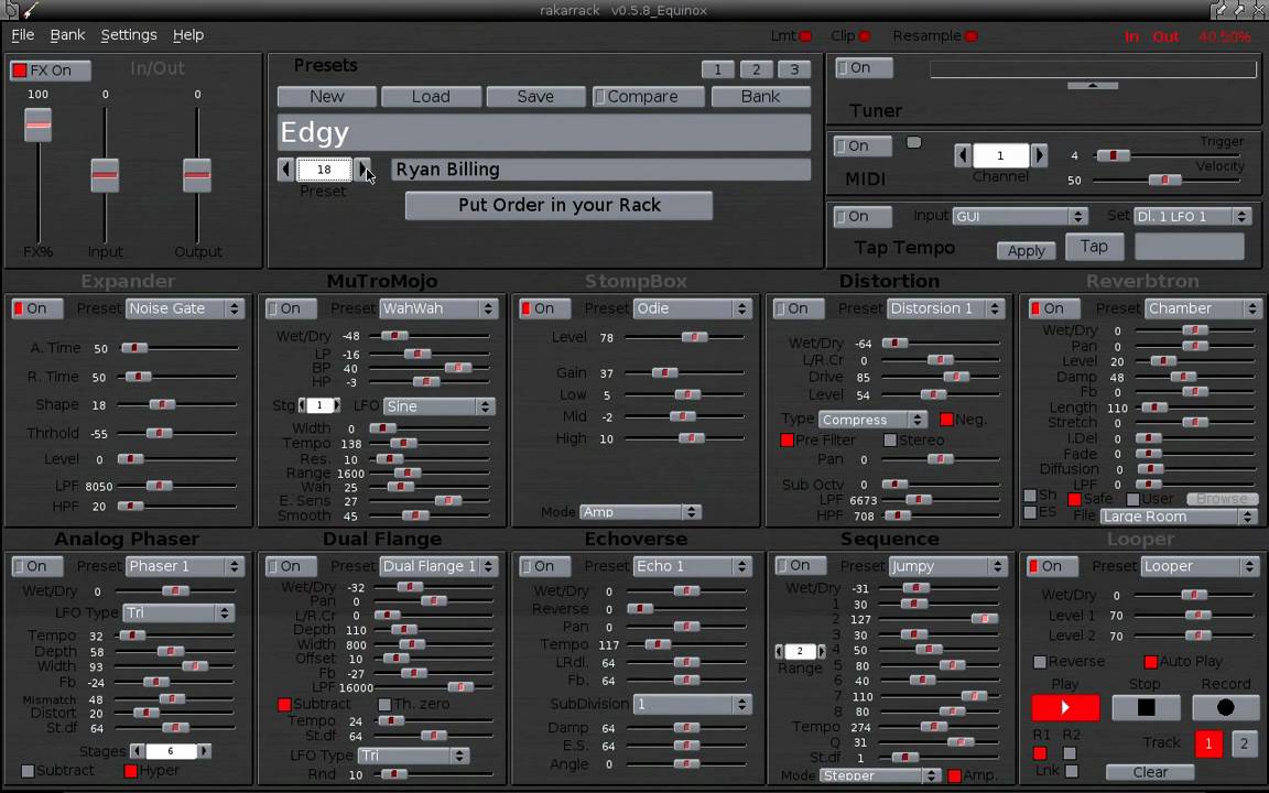 GNUGuitarINUX - rakarrack 0.5.8 Equinox - test