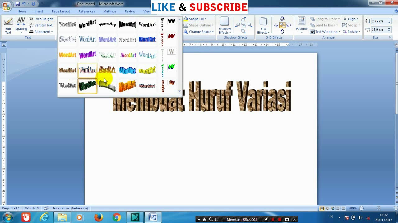 Cara Membuat Huruf  Variasi  Sangat Mudah di Microsoft Word 