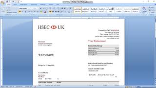 HSBC UK Bank Statement