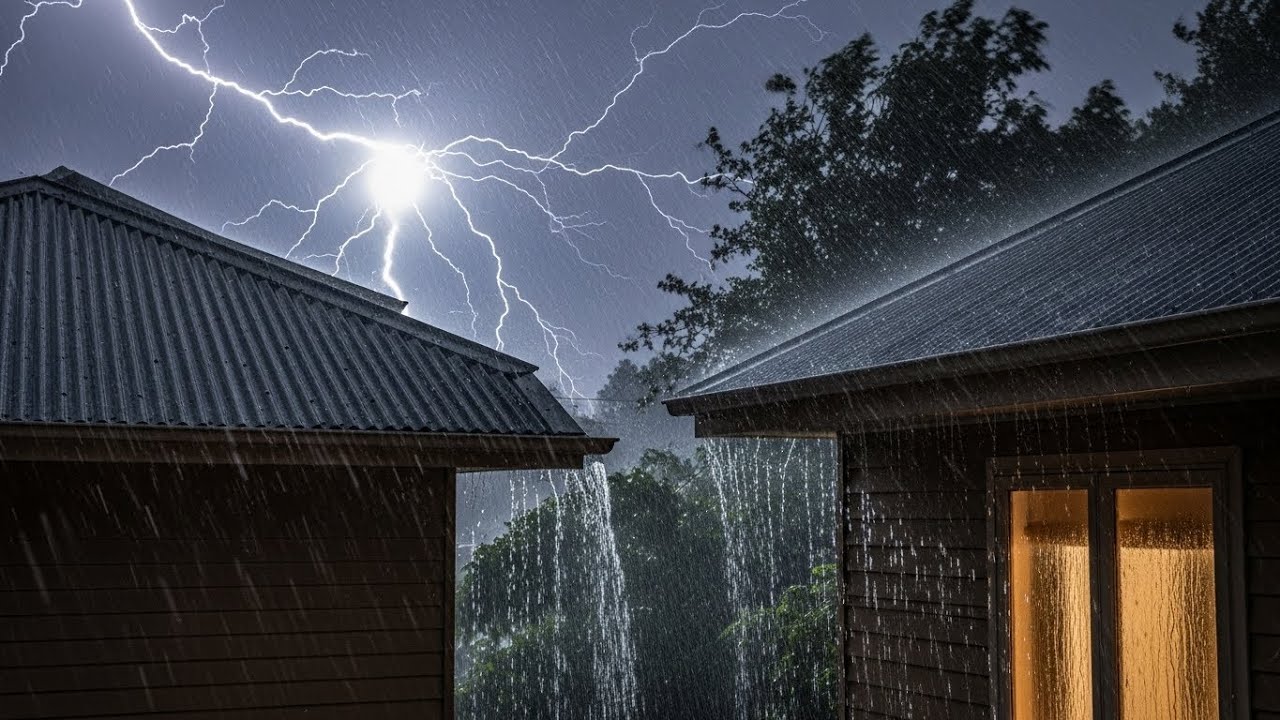 Heavy Rain on Cabin Roof 🌧️ Sleep Fast with Thunderstorm Sounds for Relaxation #43