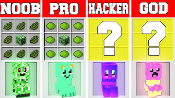 Minecraft Battle: BABY CREEPERS CRAFTING CHALLENGE - NOOB vs PRO vs HACKER vs GOD