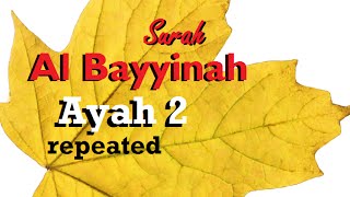 Surah Al Bayyinah (Ayah 2, repeated. Whole surah, repeated)