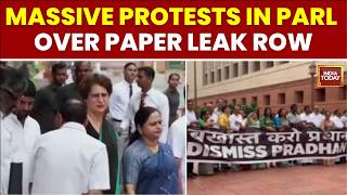 'Dismiss Pradhan' Slogans Echo Outside Parliament Amid Paper Leak Row | India Today