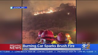 Car Crash Sparks Brush Fire Near 241 Freeway In Irvine