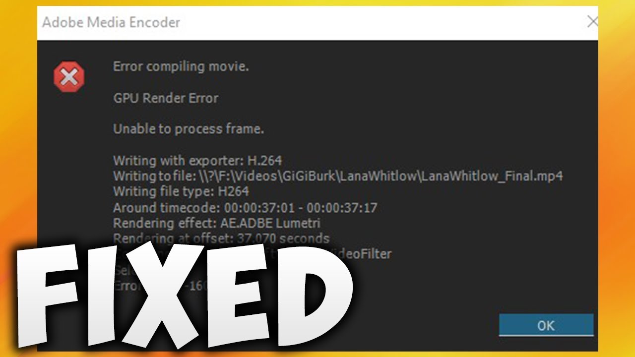 Resolving Error Compiling Video Project In Premiere Pro