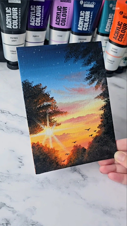 Easy way to paint a sunset / acrylic painting ideas for beginners