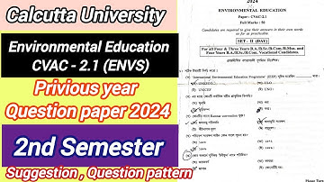 Cu 2nd Sem CVAC-2.1 ENVS Question paper 2024/ 2nd sem Environmental Education ENVS question paper