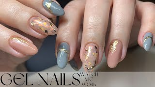 GEL NAILS | Marble &amp; Gold Details Watch Me Work