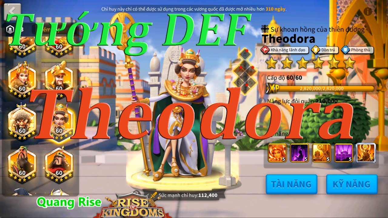 Theodora MAX Skill - Tướng chuyên thủ | Rise of Kingdoms