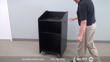Mobile Portable Lectern on Wheels with Adjustable Shelf