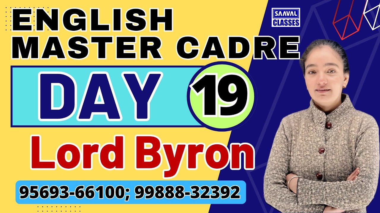 Lord Byron English Master Cadre DAY-19 MCQ Series | SAAVAL CLASSES | 99888-32392 |