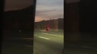 Crazy motorcyclist on the freeway