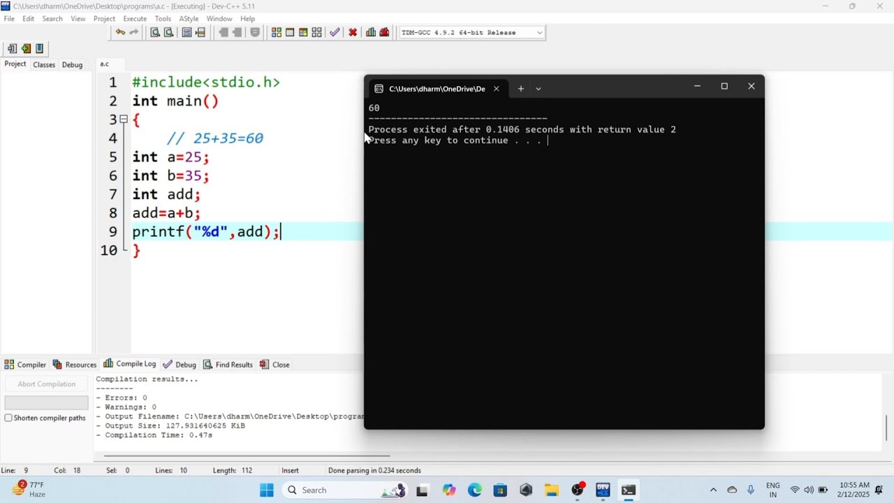 C program to Add Two numbers || Write a Program to Add Two Numbers in C ...