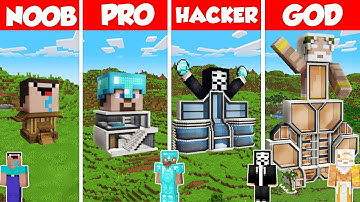 Statue House Build Battle Challenge - Noob vs Pro vs Hacker vs God - Minecraft Animation