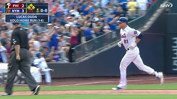 PHI@NYM: Duda hits solo shot into the apple in center