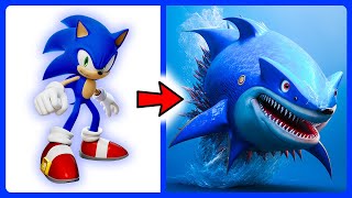 🦈 SONIC the Hedgehog as SHARK 💥 All Characters