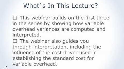 Variable Overhead Variances (part 1 of 3)