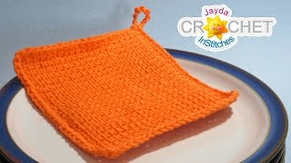 Tunisian Crochet Stitch - EASY Dishcloth Crochet Pattern