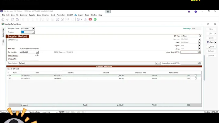 💳 SQL Accounting Tutorial: How to Use Supplier Refund