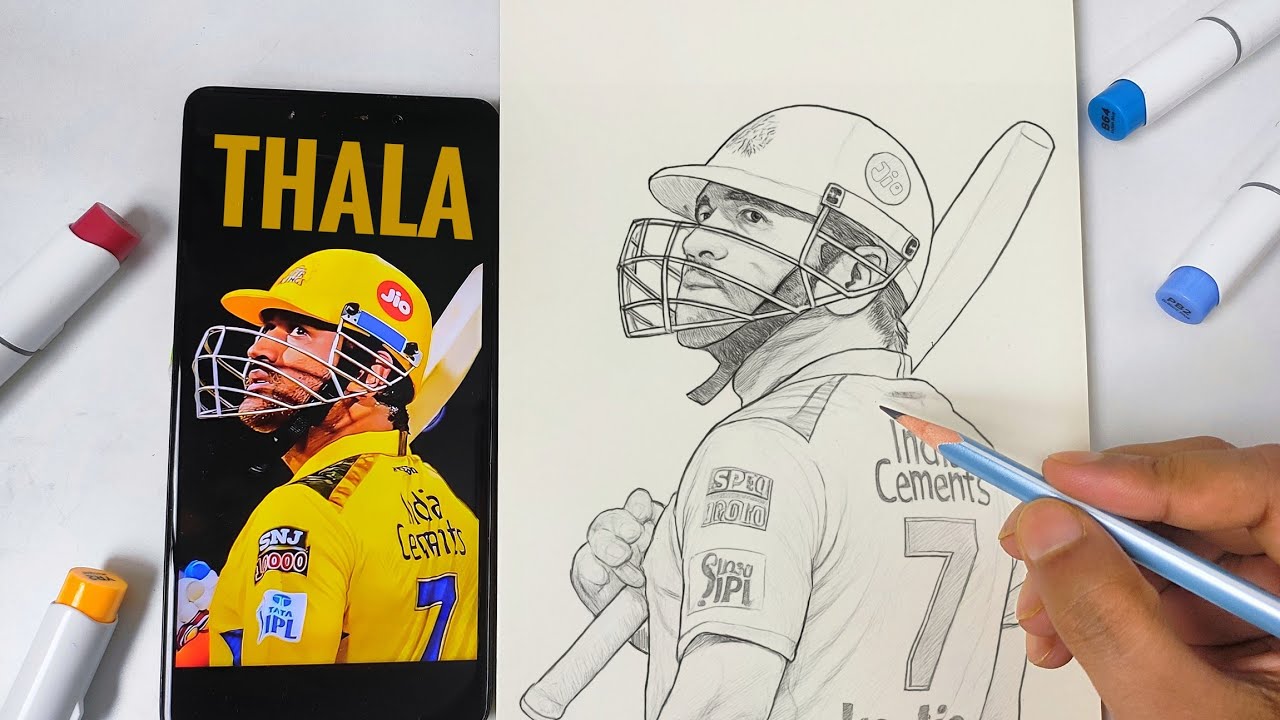 Dhoni Easy Drawing Tutorial || MS Dhoni Drawing || Dhoni Drawing Tutorial || Sankar Art
