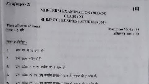class 11 business studies paper morning shift / 30/09/2023 /question paper mid term exam 2023/24