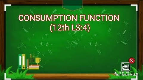CONSUMPTION FUNCTIONS (12th LESSON 4 )