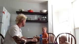 2014: The kids and I sharing dinner with my wife
