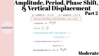 Trig Functions - HOW TO: Amplitude, Period, Phase Shift, Vertical Displacement (Mod Level, Part 2)