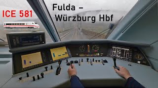 240 км/ч в осеннем тумане | ICE 581 Fulda - Würzburg Hbf | Поездка на такси ICE | ICE 2 | 4K