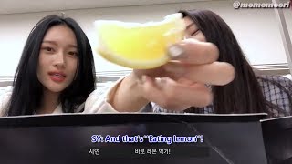 [ENG SUB]Suayeon using their faces to play ( Penalty: Eating )