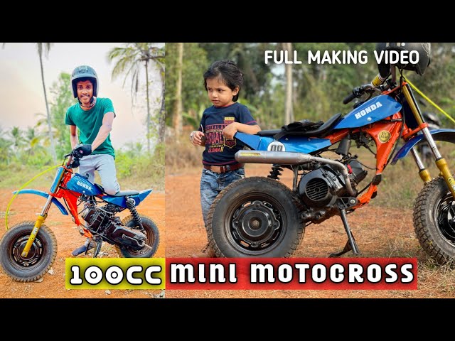 100cc Mini Dirt Bike for kids | ഹോണ്ടയുടെ കുഞ്ഞൻ V2 /Full Making | Tranz Moto Hub Modifications class=