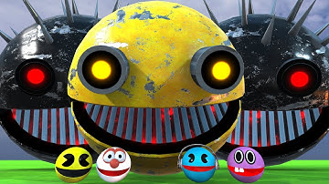 Robot Pacman vs Cartoon Cat vs Ms-Pacman vs Scary Pacman is a Rehearsal to go to Lava Monster Pacman