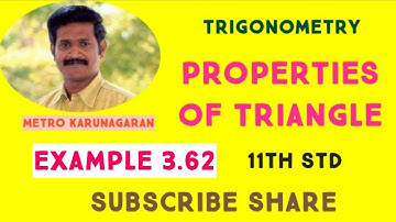 11th Std Maths Example 3.62 Ex.3.9 Derive cosine formula using the law of sines in a ∆ABC