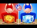 HOT VS COLD PREGNANT || Girl on Fire vs Icy Girl Challenge by 123 GO! GENIUS